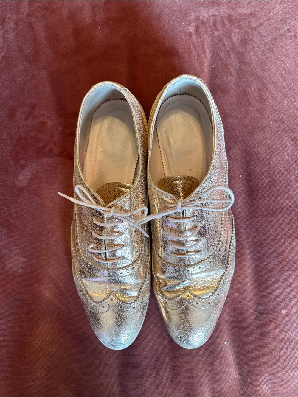 J. Crew Metallic Lace-Up Oxfords for Women | Size 8